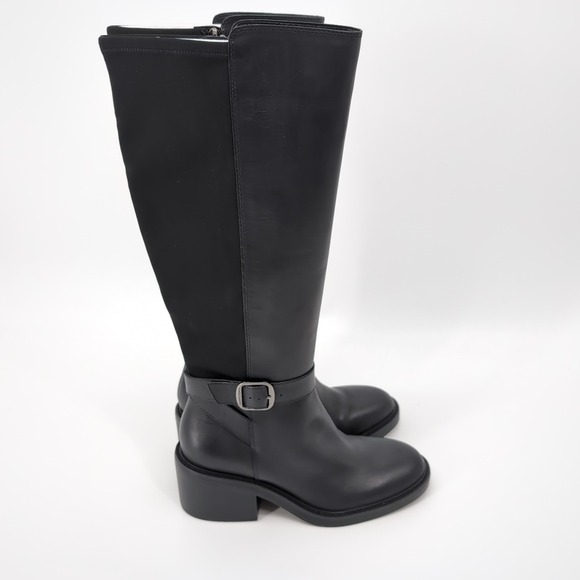 Vince Camuto Vianah2 Leather Suede Wide Calf Shaft Tall Boots Black Women's 9M - Picture 6 of 8